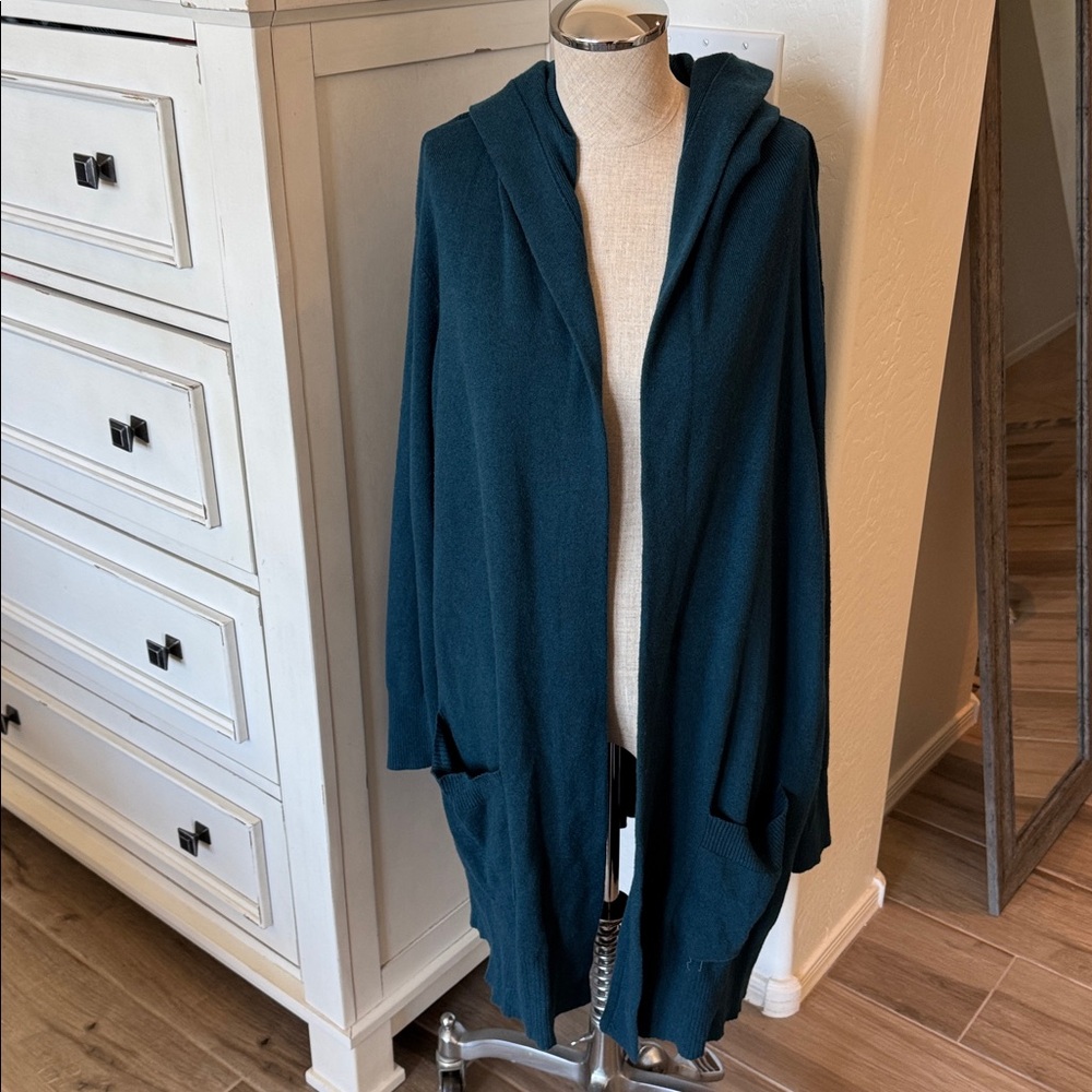 Chico's 4 XXL hooded open front cotton cashmere blend cardigan sweater